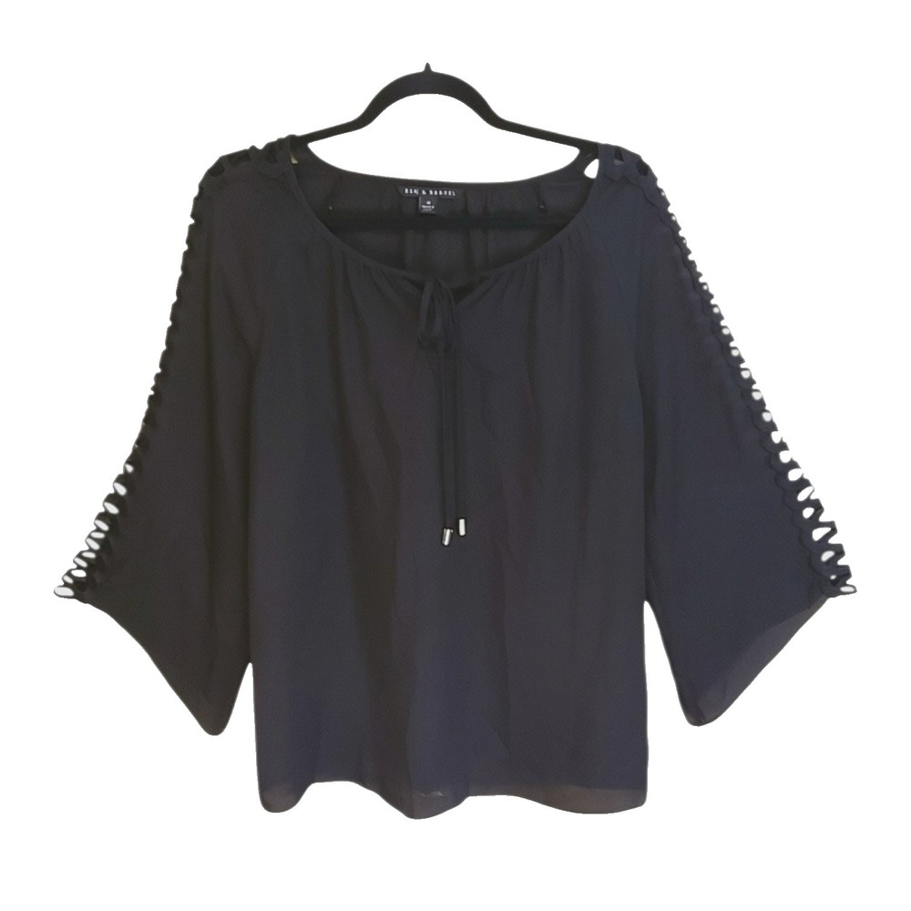 Zac & Rachel Top Black Size M Blouse‎ Sheer Lined Flowing Women
